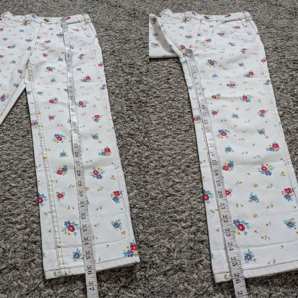 Billabong X Wrangler White Red Yellow Floral Denim Jean 25 - Picture 11 of 12